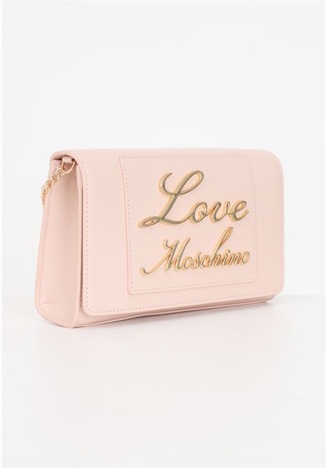 Borsa rosa cipria da donna lettering metallo dorato Lovely Love LOVE MOSCHINO | JC4121PP1ILM0601